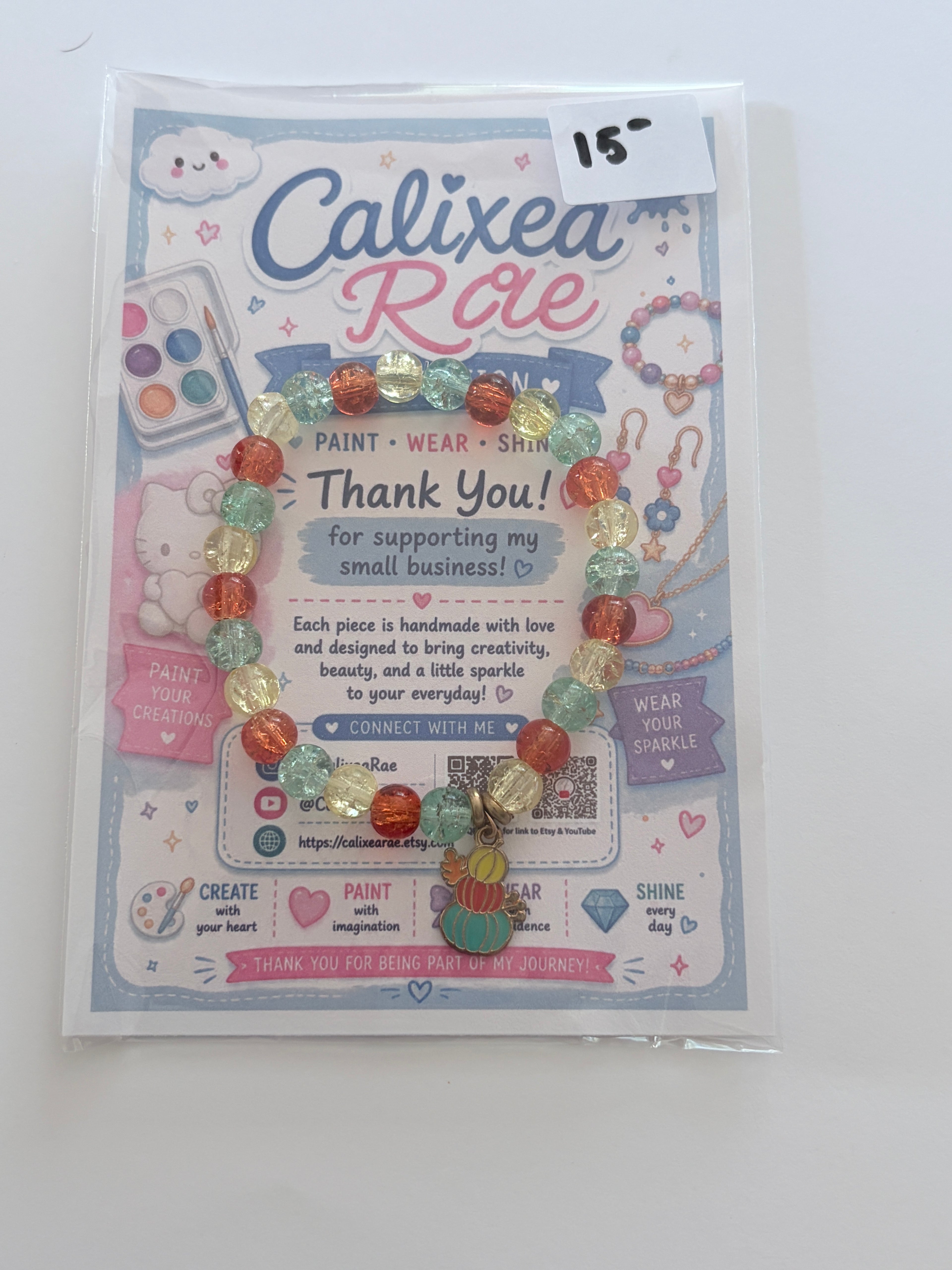 Triple Pumpkin Glass bead Bracelet